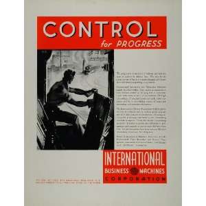 1934 Ad IBM Business Machines Train Yard Control Man   Original Print 