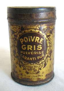 TOLEWARE TIN CANISTER CAIIFA POIVRE GRIS SMALL c1900  