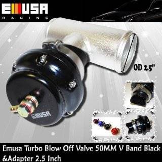 Emusa 50MM Turbo BOV V Band Blow off Black & 2.5 Adapter