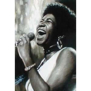  Aretha Franklin (Singing Into Microphone) Music Poster 