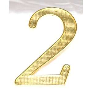  Number 2 Retro 4 Polished Brass House Number