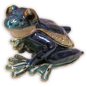  Blue Frog Pewter Trinket Box