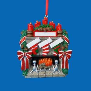   12 Fireplace with 3 Stockings Christmas Ornaments for Personalization