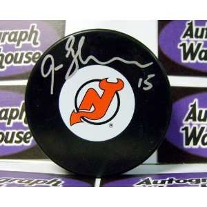 Jamie Langenbrunner Autographed/Hand Signed Hockey Puck (New Jersey 
