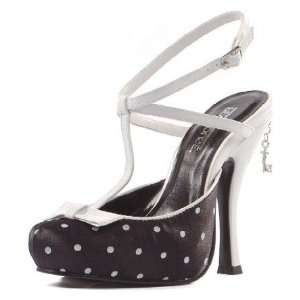  Womens Black and White Polka Dots High Heel Shoes   Size 