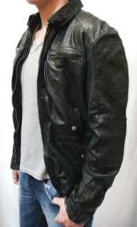 NWT DIESEL Brand Mens Black Genuine Sheep Leather Jacket Lalo 