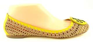 TORY BURCH RORY   DEEP Yellow Golden Yute Crochet Womens Designer Flat 