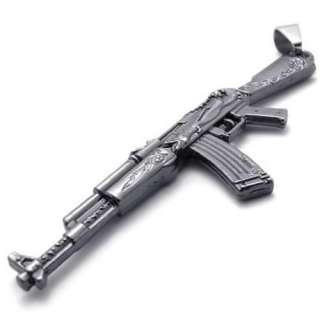 Mens Gun Rifle AK47 Pendant Necklace Chain US120314  