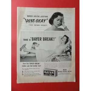 Bayer Aspirin. 1960 print ad (woman/terrier dog/Bayer Break.) Orinigal 