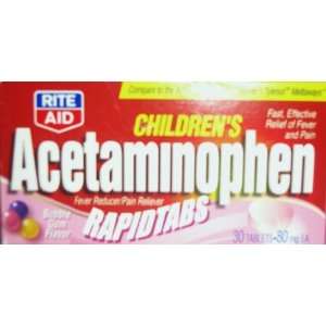   ACETAMINOPHEN Rapid Tabs BUBBLE GUM flavor 80 mg. 30 tabs (non asprin