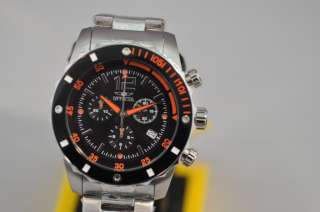 New Mens Invicta 1245 Swiss Quartz Chronograph Black Racing Dial Steel 