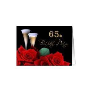  Invitation.65th Birthday Party. Red Roses Card Toys 
