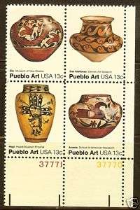 Scotts #1706 09 13c PUEBLO ART Stamp Block of 4, MNH, OG  