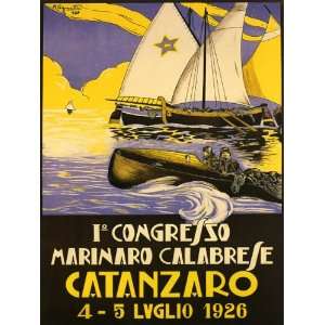  1926 City of the Two Seas Calabria Region Sailboat Italy Travel 