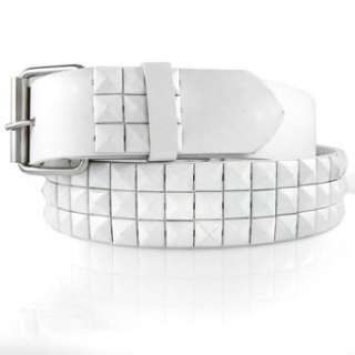  FAUX LEATHER SNAP ON WHITE STUDDED BELT FITS ANY BUCKLE 