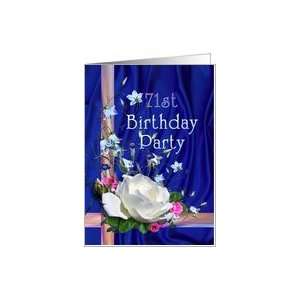  71st Birthday Party Invitation White Rose Card Toys 