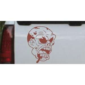 Bloody Zombie Head Funny Car Window Wall Laptop Decal Sticker    Brown 