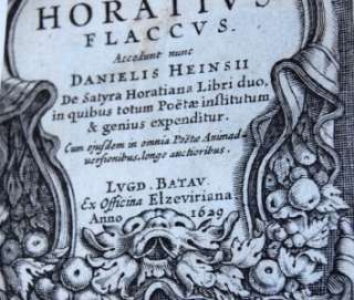 QUINTUS HORATIUS FLACCUS HORACE DANIELIS HEINSII 1629  