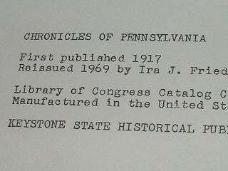 CHRONICLES OF PENNSYLVANIA, History 1688 to 1748  