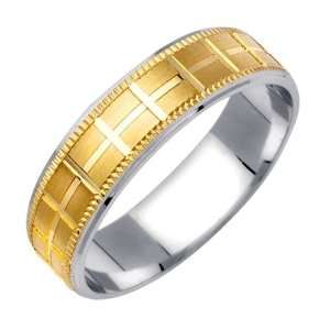  14K Two Tone Gold Polished Wedding Ring (6 mm) Jewelry