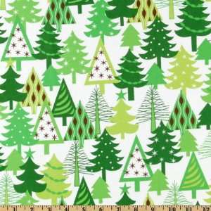  44 Wide Sparkle All The Way Trees Lime/White Fabric By 