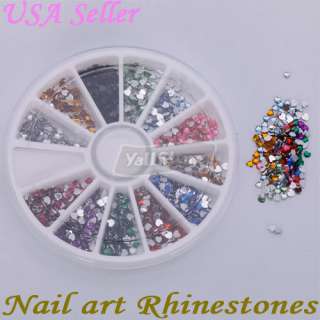 1800 Pcs 2.0mm Heart Shape Nail Art Rhinestones Glitters Wheel  