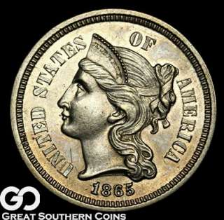 1865 Three Cent Nickel PROOF SOLID GEM PF+++ * SCARCE  