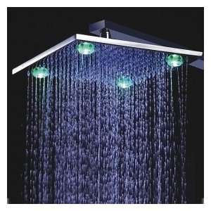  12 Inch Chrome Brass Shower Head With 4 LED Lights