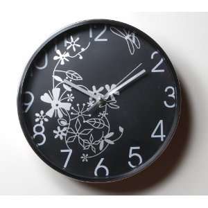  Stylish Round Metallic Clock with Black Clock Face, Light 