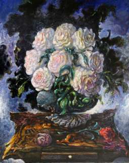 Israel Art Yossi Yossel Original Oil Flowers Judaica 89  
