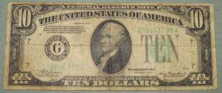 1934 A 10$ DOLLAR FEDERAL RESERVE NOTE CHICAGO VG 1738A  