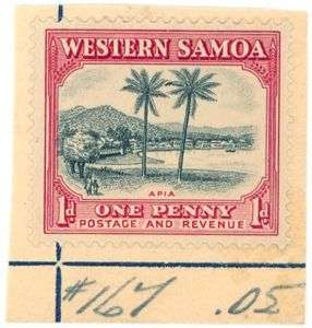 1935 1 PENNY HINGED WESTERN SAMOA STAMP used  
