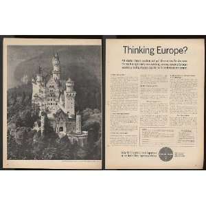 1962 Pan Am Airlines Secret Place Europe Castle 2 Page Print Ad (8809)