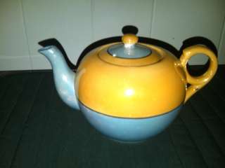 Vintage Adorable Blue and Yellow Tea Pot  