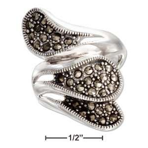  STERLING SILVER MARCASITE BYPASS RING Jewelry