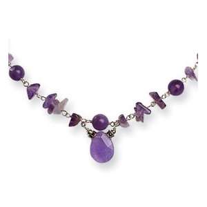  Sterling Silver Amethyst and Marcasite Necklace Jewelry