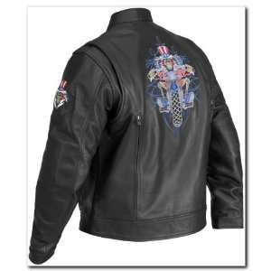 River Road 2012 Grateful Dead Uncle Sam Biker Leather Jacket Black 54