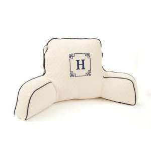   Pillow with Navy Trim in Ecru Monogram Letter Z