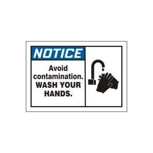 NOTICE Labels AVOID CONTAMINATION WASH YOUR HANDS (W/GRAPHIC) 3 1/2 x 