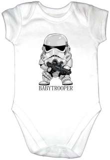 BABY TROOPER Funny Clothes Babygro Gro Vest Bodysuit Grow Shirt Star 