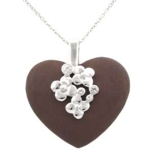  Sterling Silver Heart Shaped Wood Pendant, 18 Jewelry