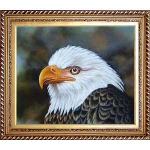  Emblem   Bald Eagle Oil Painting, with Exquisite Dark Gold Wood 