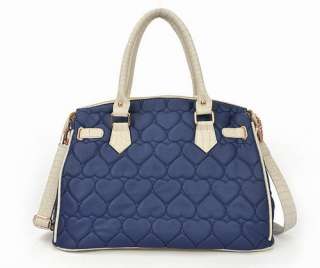 Blue Lock Shoulder Handbag A4 Clutch Purse Pu Leather Bag Stud Satchel 