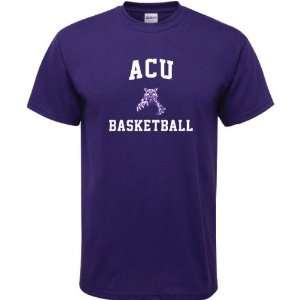  Abilene Christian Wildcats Purple Basketball Arch T Shirt 