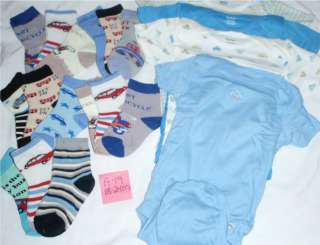 NEW 18 24 Lot Baby Boys Onesies & 15 Pr Crew Socks  