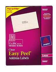 Avery 5660 Clear Laser Address Labels 1 X 2 5/8  