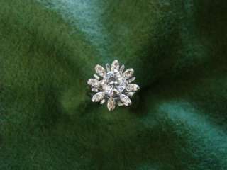 14 K WHITE GOLD STARBURST DIAMOND RING  