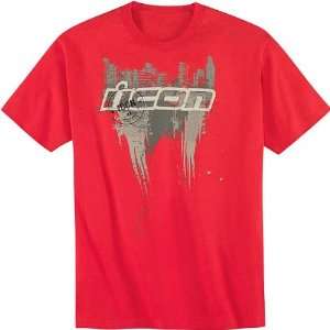  Icon Abrasion Mens Short Sleeve Casual Shirt   Red 