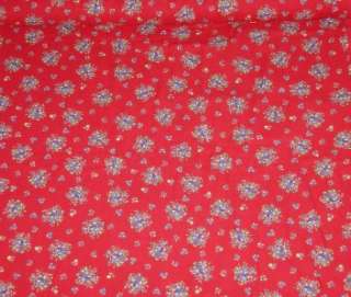 RED FLORAL BOUQUET BRUSHED COTTON FABRIC COZY 54Wx BTY  