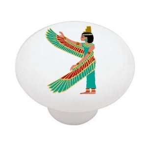  Winged Egyptian Woman Decorative High Gloss Ceramic Drawer 